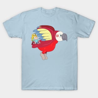 Finn and Jake on Giant Parrot T-Shirt